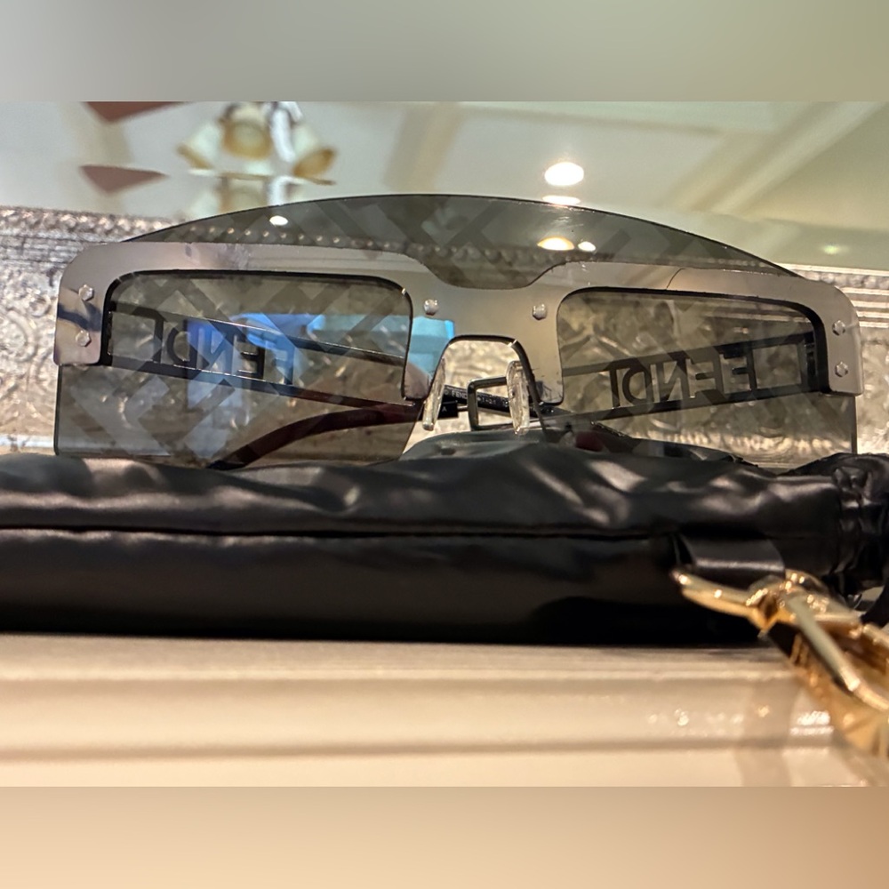 Fendi Futuristic Shield Sunglasses with FF Mirror Logo Lenses